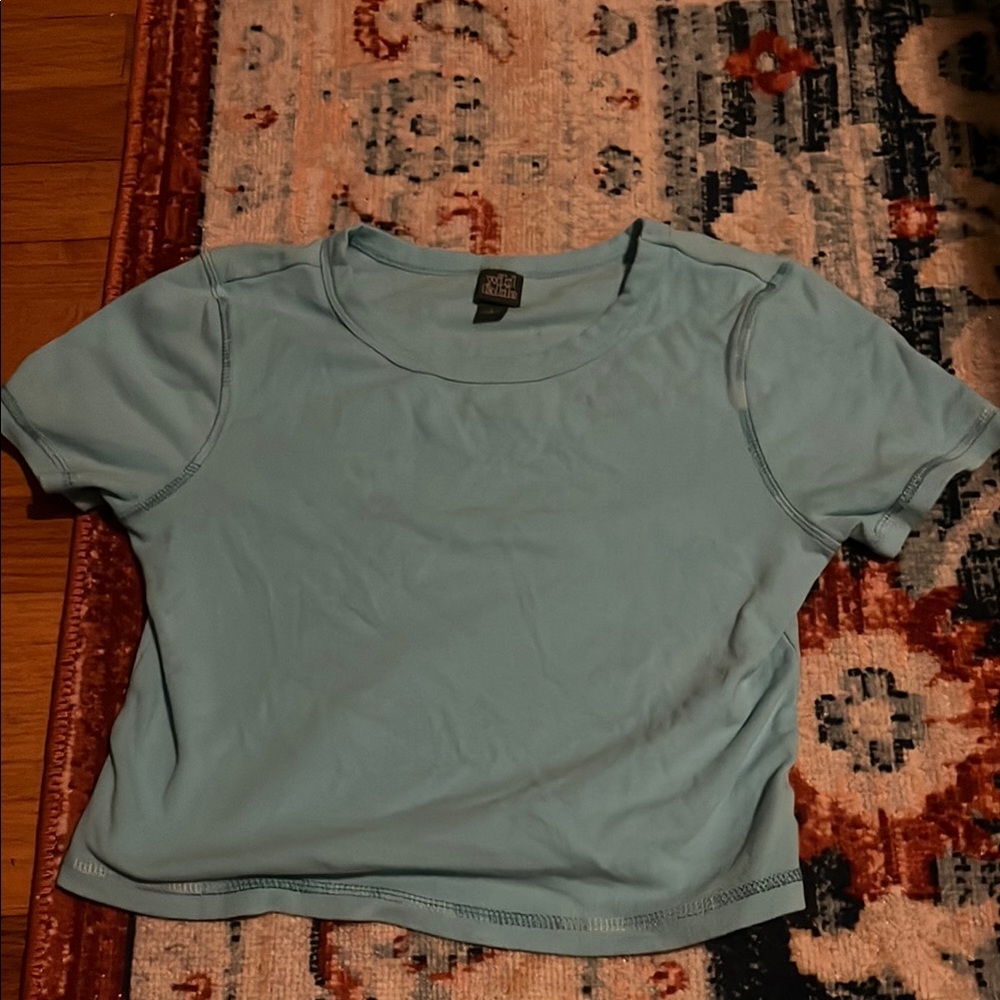 Wild Fable Light Blue Crop Fitted Short Sleeve Tee